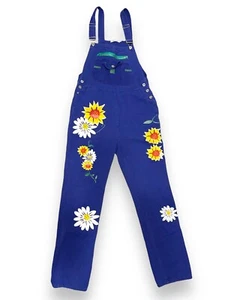 Misslook Overalls Women's XL “Painted” Sunflowers Daisies Floral Hippie 70s BOHO - Picture 1 of 12