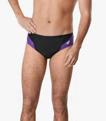 Speedo Swimsuit Brief PowerFlex Eco Revolve Splice Black/Purple Size 24(XXXS) - Image 1 of 4