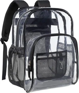 17" Clear Backpack for School, Heavy Duty Transparent Bookbag - Picture 1 of 9