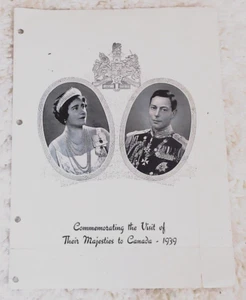 Vintage 1939 Canada Visit Menu Queen Elizabeth's Mother & Father King George VI - Picture 1 of 4