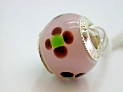 PLATA ESTERLINA 925 ENCANTO PERSONA EUROPEA MORADO MURANO CON FLOR NUEVO B35 Foto 1 de 3