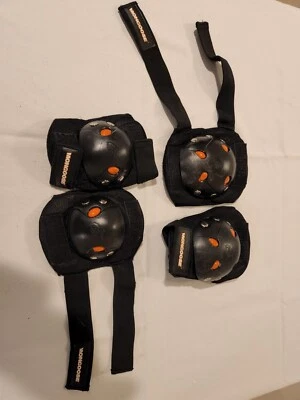 Set 4 Pads Mongoose Kneepads And Elbow Pads ~ Youth Size Black & Orange - Image 1 of 4