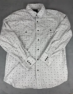 Structure Shirt Mens Large White Floral Print Pearl Snap Hawaiian Vacation - Picture 1 of 7