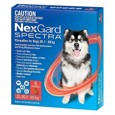 NexGard Spectra Chewables For Dogs Red 30.1-60kg 6 Pack • 95$