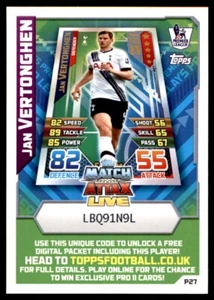 Match Attax 2015/16 EXTRA Jan Vertonghen Tottenham Hotspur Match Attax Live P27 - Picture 1 of 2