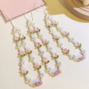 Fashionable Beaded Phone Wrist Strap Floral Charm multifunction Mobile - Zdjęcie 1 z 8