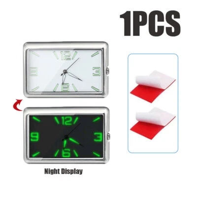 Mini Quartz Analog Watch Stick-On Clock Luminous Square Watch For Car Motorcycle - Image 1 of 4