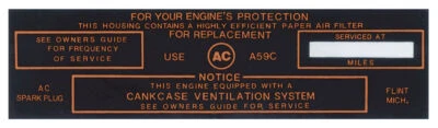 A59C Black Air Cleaner Service Decal 1964-1965 Pontiac GTO LeMans Grand Prix  — 第 1/4 张图片