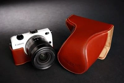 Handmade Genuine real Leather Full Camera Case bag for CANON EOS-M2 ZOOM Lens - Image 1 of 4