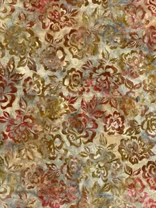 Garden Dream Gray Brown Red Floral Fabric 1.9 yds x 1.2 yds Quilts Sewing Crafts - Foto 1 di 1