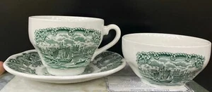 Hand Painted Vintage Porcelain 3 pieces Tea Coffe Cup Port HULL England HISTORIC - Picture 1 of 10
