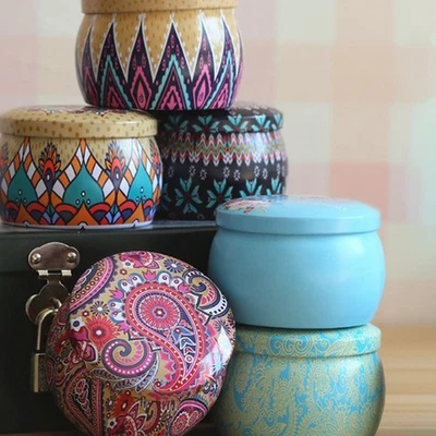 Caja de almacenamiento de té de lata floral retro estuche de regalo de dulces Foto 1 de 4