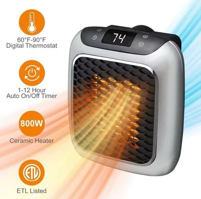 TANBURO 800W Space Heater Portable Wall Plug In
