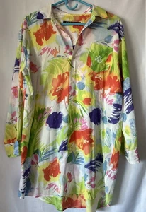 Lauren Ralph Lauren Colorful Floral Shirt Dress Coverup Beach Vacation - Picture 1 of 8