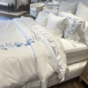 NEW Pottery Barn LOVE SHACK FANCY Full Queen Duvet Cover Blue Rose - Picture 1 of 4