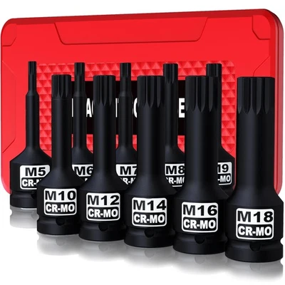 1/2" Drive Master Impact XZN Bit Socket Set, 10-Pieces: M5 - M18, Cr-Mo Steel... - Image 1 of 4