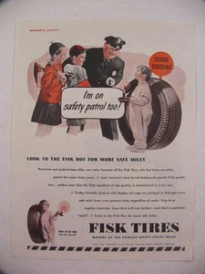 1945 FISK Tires Print Ad POLICEMAN Safety Patrol Children Fisk Boy HOWARD SCOTT - Picture 1 of 1