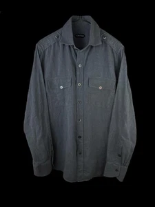 TOM FORD Shirt Size 16 41 Men's Gray 100% Cotton Chest Pockets Made in Turkey - Picture 1 of 9