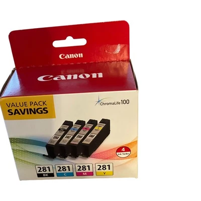 Canon Pixma CLI-281 Ink Cartridges Black Cyan Magenta Yellow Genuine OEM New - Image 1 of 2