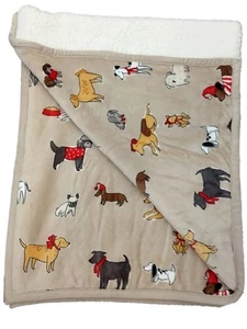 Cuddl Duds Sherpa Throw Blanket 50x60 Dog Lover Christmas Plush Cozy Soft - Picture 1 of 11