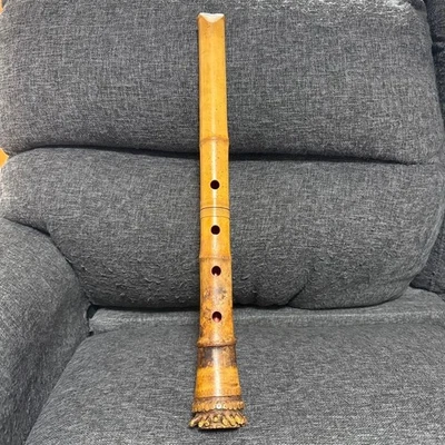 Instrumento japonés Shakuhachi flauta vertical de bambú de 19 pulgadas con letrero Foto 1 de 4