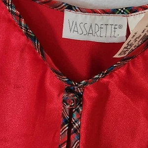 De Colección Vassarette Para Mujer L Rojo con Borde a Cuadros Camisón Corto Camisón Vestido Sin Mangas - Imagen 1 de 9