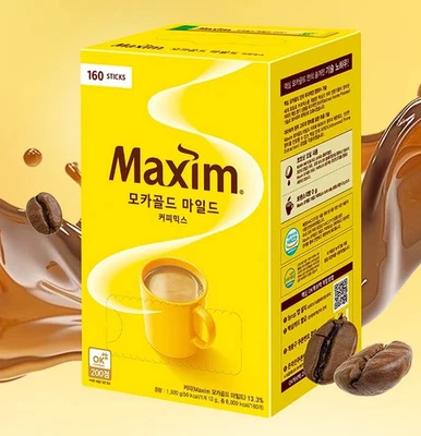 Mezcla de café suave dorado Maxim Mocha 12 g x 160 barras café coreano instantáneo Foto 1 de 3