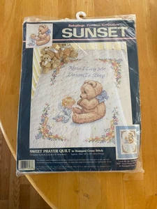 1996 Dimensions Sunset Stamped Cross Stitch Kit Sweet Prayer Quilt-No Floss - Picture 1 of 3