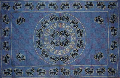 Colcha de algodón tapiz elefante mandala 106" x 70" doble azul Foto 1 de 2