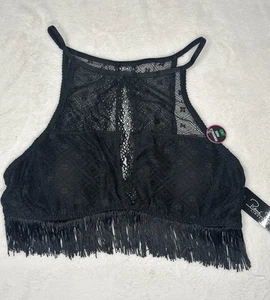 Reggiseno donna Rene Rofe nero imbottito in pizzo senza fili taglia large - Foto 1 di 8