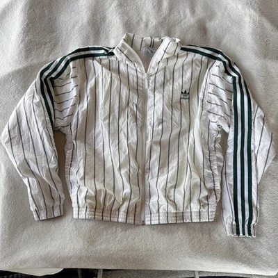 Chaqueta a Rayas Adidas Originales Blanca Verde M Firebird Supergirl Cortavientos Foto 1 de 4