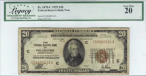$20 1929 Small Federal Reserve Bank Note Philadelphia 1870-C Legacy 20 - Picture 1 of 2