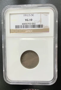 Key Date 1912-S Liberty V Nickel NGC VG 10 - Picture 1 of 4