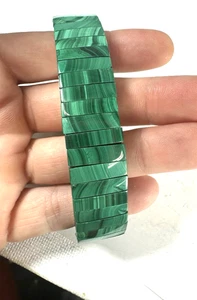 Vintage Bracelet Malachite Expanding Stretch Unisex Green Southwest - Picture 1 of 7