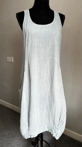 CREA CONCEPT Grey Linen Blend Sleeveless Lagenlook Balloon Midi Dress 42 (UK 14) - Picture 1 of 11