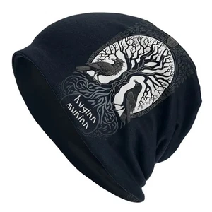 Wikinger Beanie Rabe Hugin Lebensbaum Mütze Viking Biker Nordisch skandinavisch - Bild 1 von 2