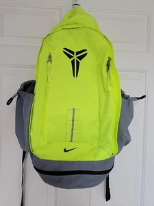 Kobe Bryant Nike Mamba Backpack Grey Bright Yellow apx 20"x 14" zippered/padded - Picture 1 of 7
