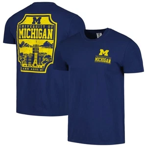 Men's Navy Michigan Wolverines Campus Badge Comfort Colors T-Shirt - Picture 1 of 3