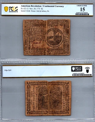 Colonial Currency 1775 $2 Serial #8168 Fr. CC-12 PCGS 15 Choice Fine - Image 1 of 2