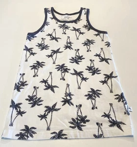 Tommy Bahama Graphic Gray & Blue Palm Trees White Tank Top Shirt US L (10-12yrs) - Picture 1 of 9