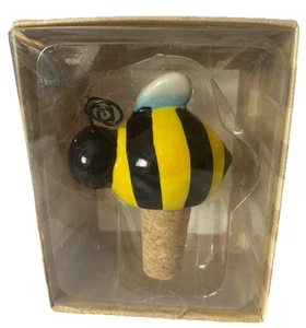 Tappo bottiglia ceramica e sughero Bumblebee dipinto a mano nuovo con scatola articolo regalo! - Foto 1 di 12