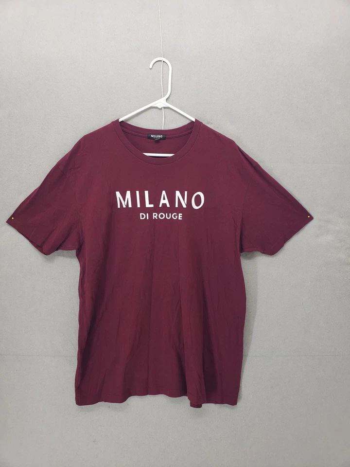 Camisa Milano Di Rouge Para Hombres XL Borgoña Gráfico Camiseta Cuello Redondo Informal Ropa de Calle Foto 1 de 4