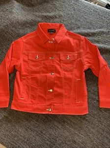 New With Tags! Girls Free Assembly Large 10/12 Lightweight Red Denim Jacket - Picture 1 of 19