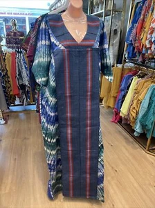 Maxi Vestido Abaya Kaftán Adire con Estampado Africano Sedoso Satén Talla Única - Imagen 1 de 11