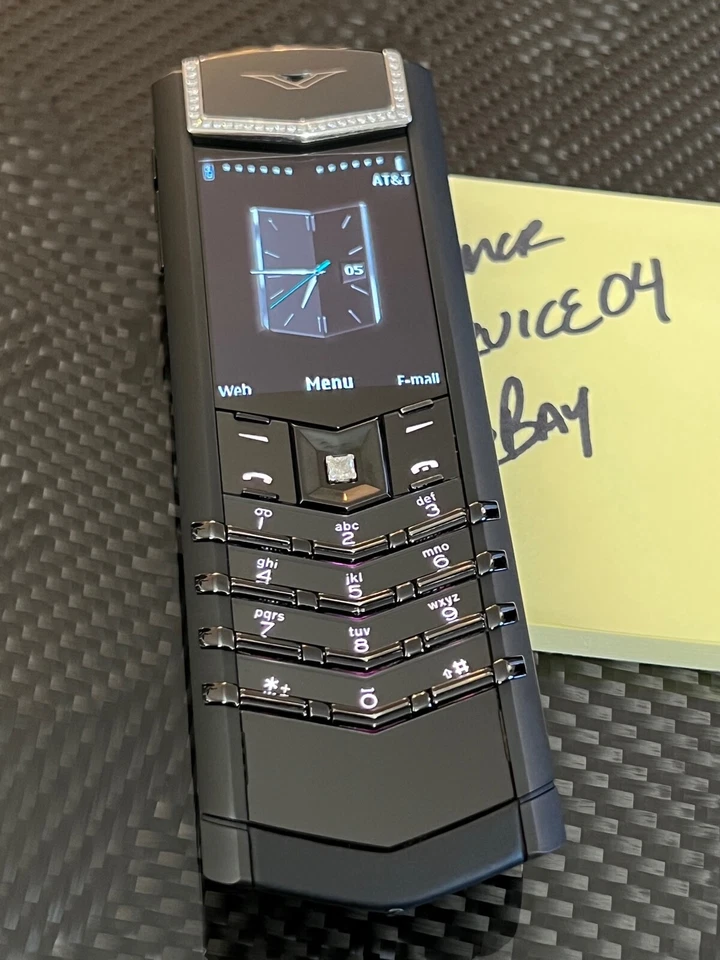 Genuine Vertu Signature S Black PVD White Diamonds Ultra RARE Luxury Global GSM - Image 1 of 4
