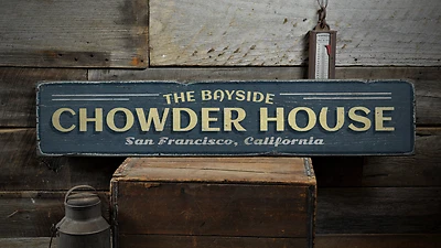 THE LIZTON SIGN SHOP Chowder House, Seafood Decor, Seafood - Rustic Distressed Wood Sign