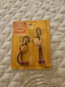 Corbata de pelo Goody pintada a mano para muñeca cola de caballo nueva de colección rara 1975, 1982 - Imagen 1 de 2