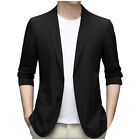 Mens Fashion Spring And Summer Casual Short Sleeved Lapel Thin Suit Tops Jacket