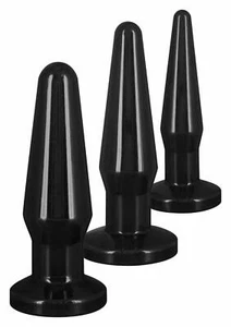 Plug anale kit dalatatore mini maxi XL butt dildo liscio set fallo morbido black - Foto 1 di 3