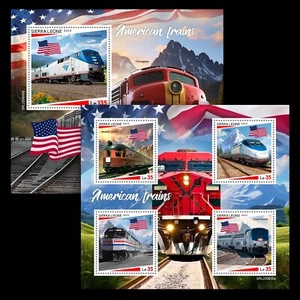 American Trains USA Trains MNH Stamps 2023 Sierra Leone M/S + S/S - Picture 1 of 3
